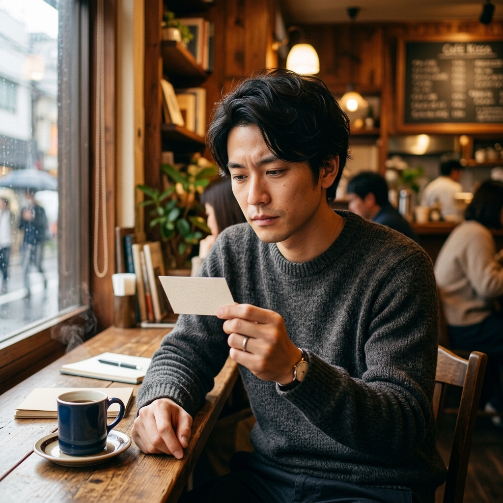 名刺と想いを伝える様子