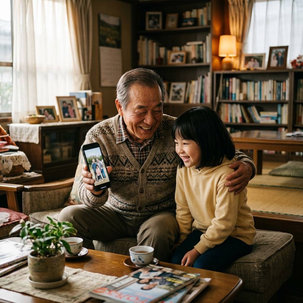 お孫さんに共有するおじいちゃん